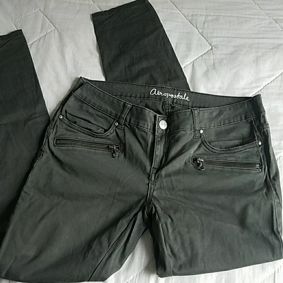Aeropostale Pants - Army Olive Green Skinny Pants Jeggings w/ Zippers